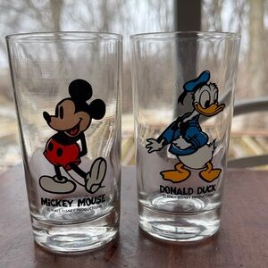 Disney Mickey Mouse and Donald Duck Glass Set - Red and Blue Accents